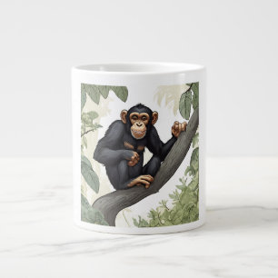 Grande Tasse Chimpanzé mignon sur la branche accueille