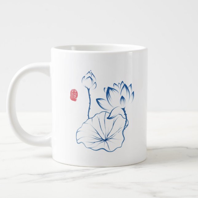 Grande Tasse Chinoiserie Blue Lotus Inspirant Citation (Gauche)