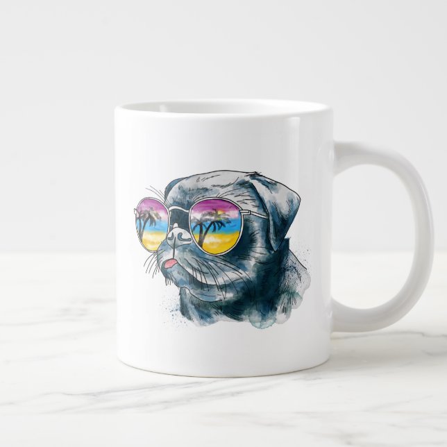 Grande Tasse Chiot de couleur aquarelle (Droite)