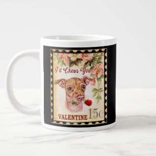 Grande Tasse Chiweenie Vintage Valentine Funny Chien avec Rose