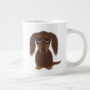 Grande Tasse Chocolat mignon à pois longs Chien Brown Dachshund
