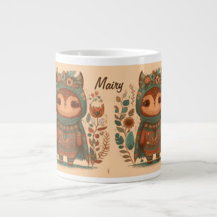 Grande Tasse Chouette fleurie boho mignonne personnalisée
