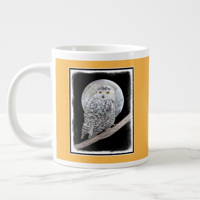 Grande Tasse Chouette harfang et peinture de lune - Art d'oisea (Gauche)