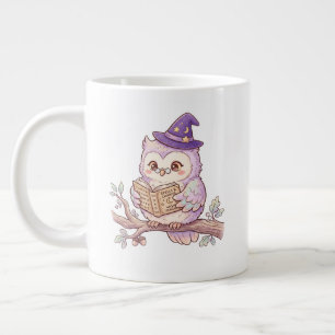 Grande Tasse Chouette Sorcière Mignonne Lisant un Livre de Sort
