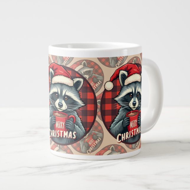 Grande Tasse Christmas Raccoon Cocoa Cheer (Devant droit)