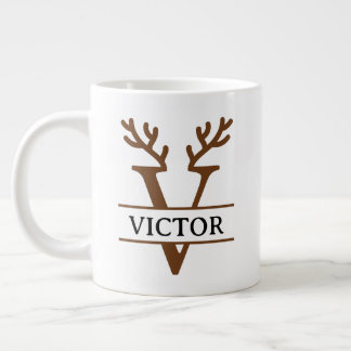 Grande Tasse Christmas Reindeer holiday Mug, Custom winter