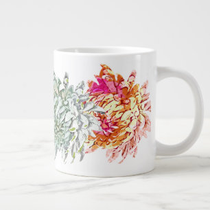 Grande Tasse chrysanthèmes, rose, vert, bleu, lavande
