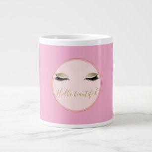 Grande Tasse Cils noirs chic rose or scintillants