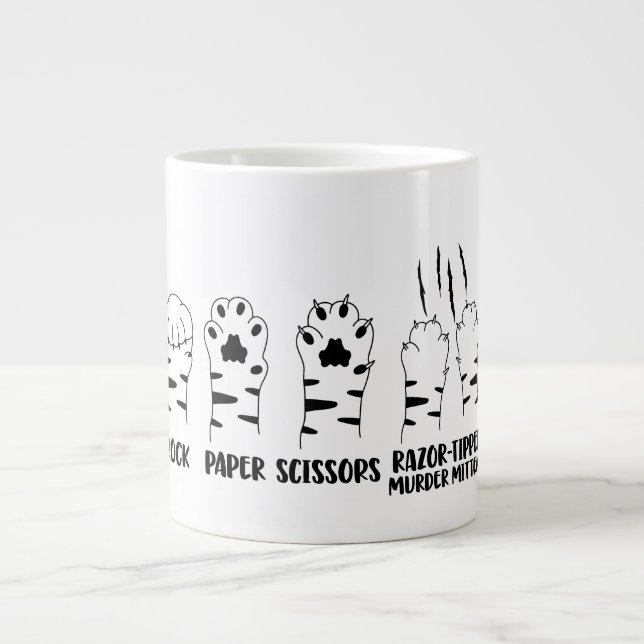 Grande Tasse Ciseaux de papier rocheux Razor Cat amusant (Devant)