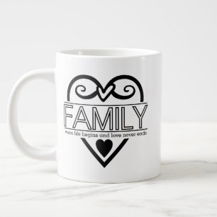 Grande Tasse Citation de famille - "Où commence la vie et n'aim