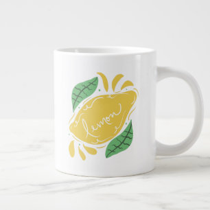 Grande Tasse Citron main dessinée Lettering Citrus Jaune Art