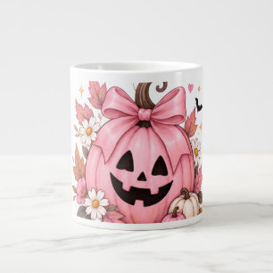 Grande Tasse Citrouille à ruban rose Coquette Halloween