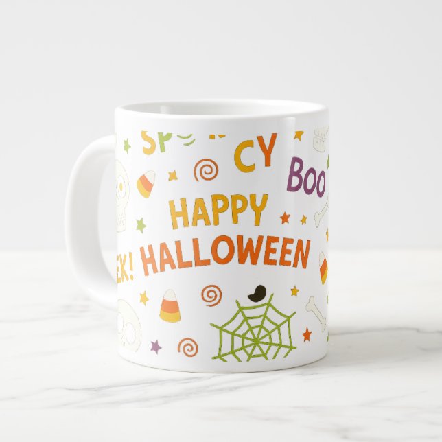Grande Tasse Citrouille éffrayant et amusant - Motif Halloween  (Devant gauche)
