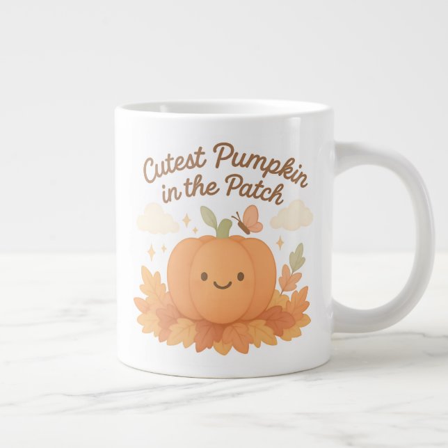 Grande Tasse Citrouille la plus mignonne du patch Design pastel (Droite)