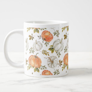 Grande Tasse Citrouilles d'aquarelle et Motif d'automne de feui
