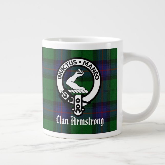 Grande Tasse Clan Armstrong Crest Badge and Tartan (Droite)