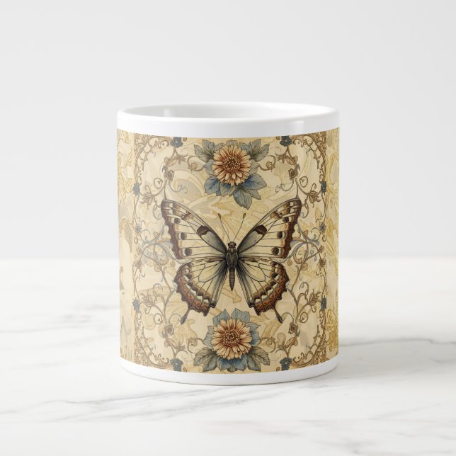 Grande Tasse Classic, Butterfly and Florals Garden Pattern  (Devant)