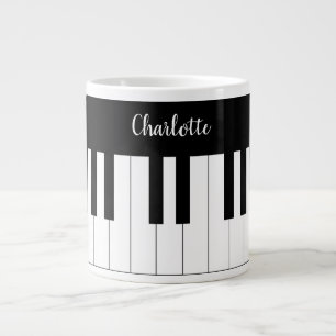 Grande Tasse Clavier de piano noir et blanc simple et élégant