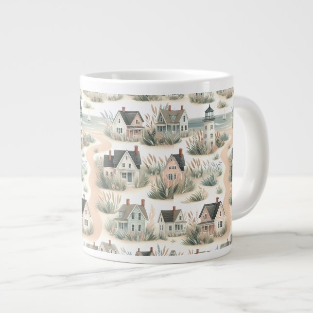 Grande Tasse Coastal Cottage Lighthouse Pattern (Devant droit)