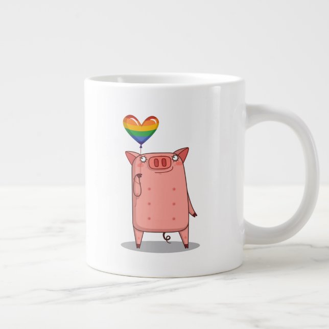 Grande Tasse Cochon Avec Ballot Arc-En-Ciel (Droite)