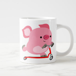 Grande Tasse Cochon De Caricature Cute Scooter-Riding
