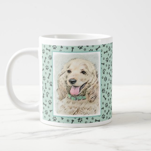 Grande Tasse Cocker Spaniel Buff Peinture - Art Chien original (Gauche)