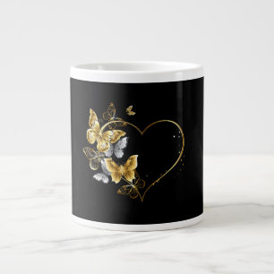 Grande Tasse Coeur aux papillons d'or