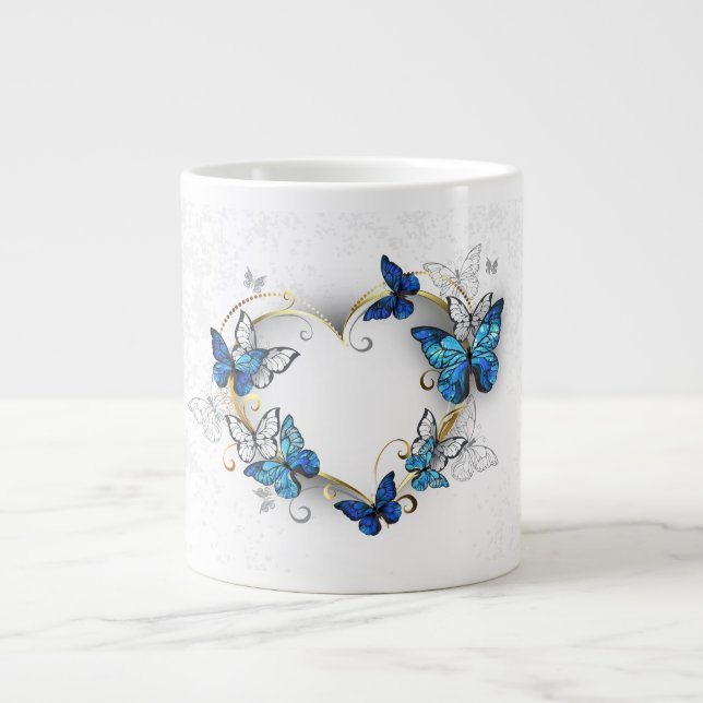 Grande Tasse Coeur bijoux avec papillons Morpho (Devant)