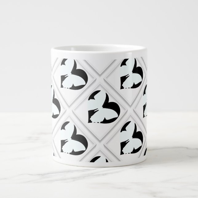 Grande Tasse Cœur de Papillon Sur Fond Blanc (Devant)