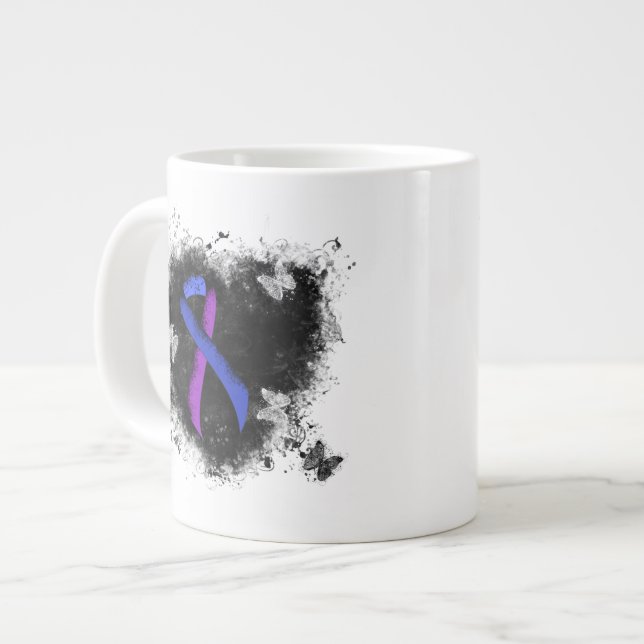 Grande Tasse Coeur de pontage bleu et violet (Devant gauche)