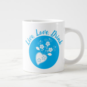 Grande Tasse Coeur romantique bleu portugais