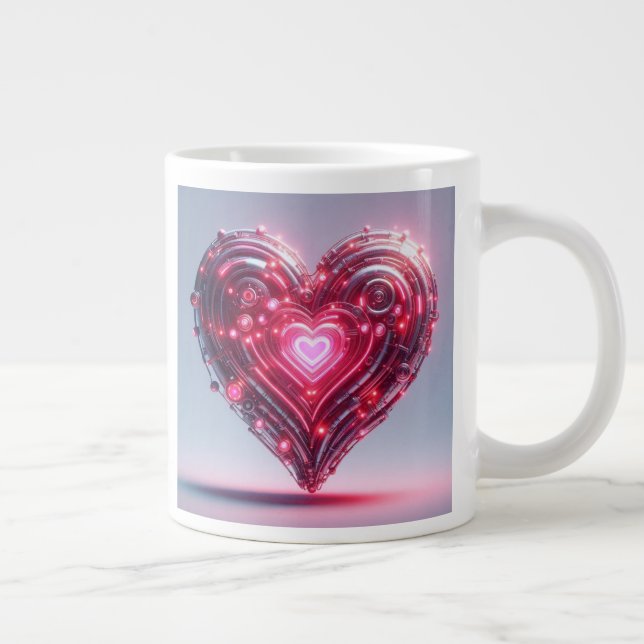 Grande Tasse Coeur rose futuriste moderne (Droite)