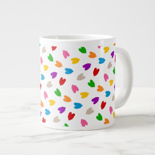 Grande Tasse Cœurs Amour Motif Design Blanc Coloré