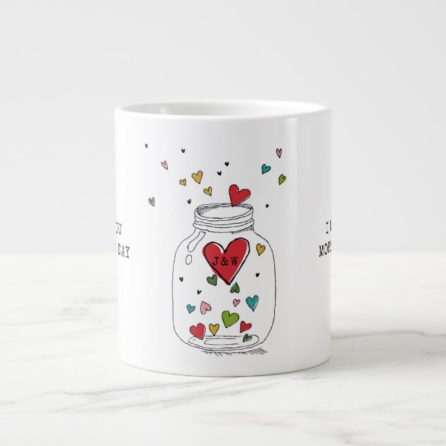 Grande Tasse Cœurs de la Saint-Valentin dans un pot Monogramme (Devant)