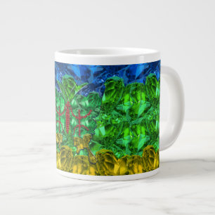 Grande Tasse Coeurs et papillon sur l'arrière - plan du drapeau