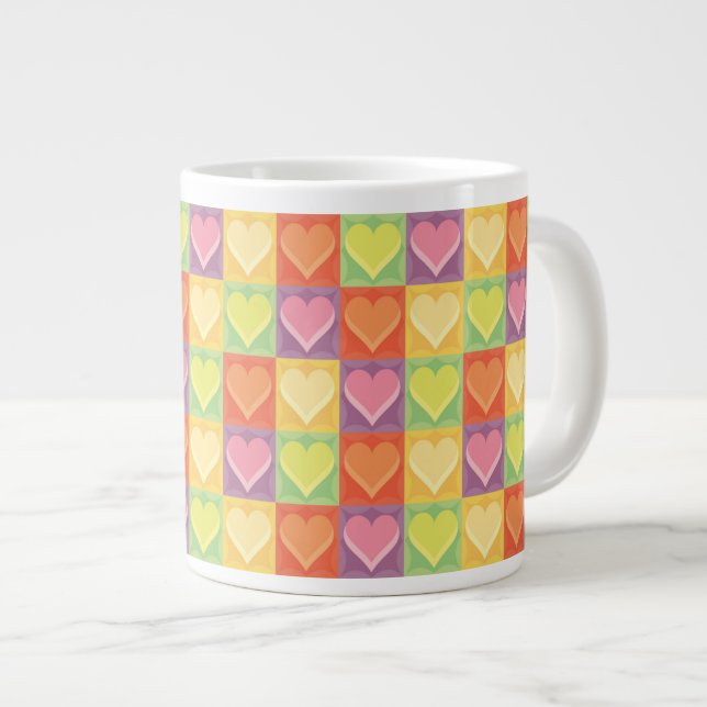 Grande Tasse Cœurs Patchwork (Devant droit)