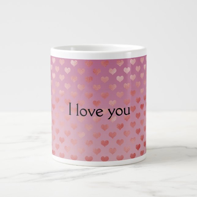Grande Tasse Coeurs rouges roses Ombre (Devant)