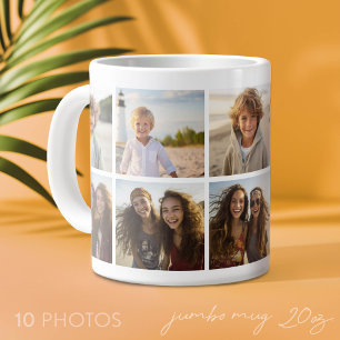 Grande Tasse Collage de 10 photos minimal - Grille blanche de b