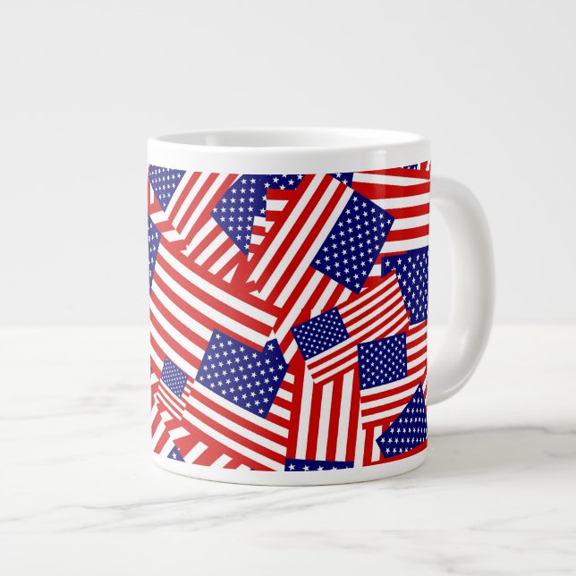 Grande Tasse Collage de drapeau américain (Devant droit)