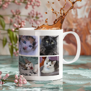 Grande Tasse Collage de photos de famille et d'animaux de compa