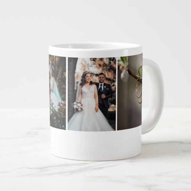 Grande Tasse Collage de photos de mariage personnalisé (Devant droit)