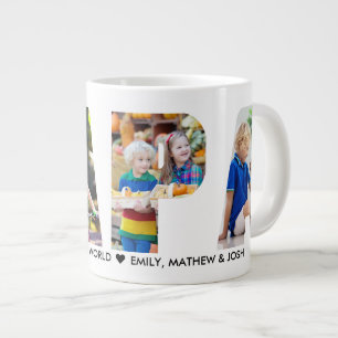 Grande Tasse Collage de photos PAPA Lettre découpée Personnalis