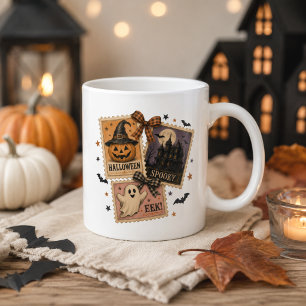 Grande Tasse Collage de timbres-poste vintage Halloween