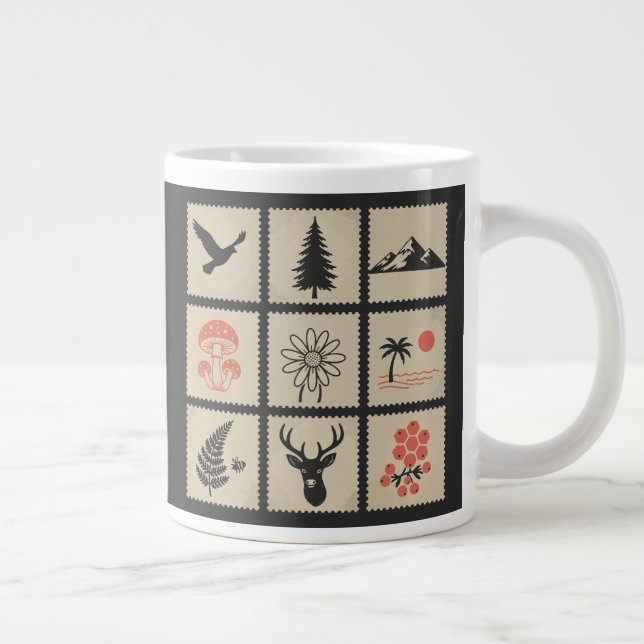 Grande Tasse Collage des timbres de nature (Droite)