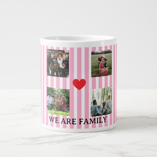 Grande Tasse collage familial rayé pastel (Devant)
