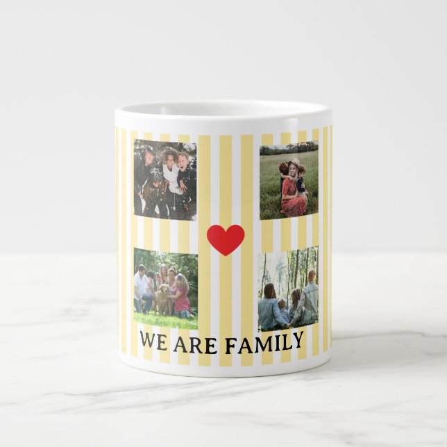 Grande Tasse collage familial rayé pastel (Devant)