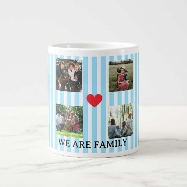 Grande Tasse collage familial rayé pastel (Devant)