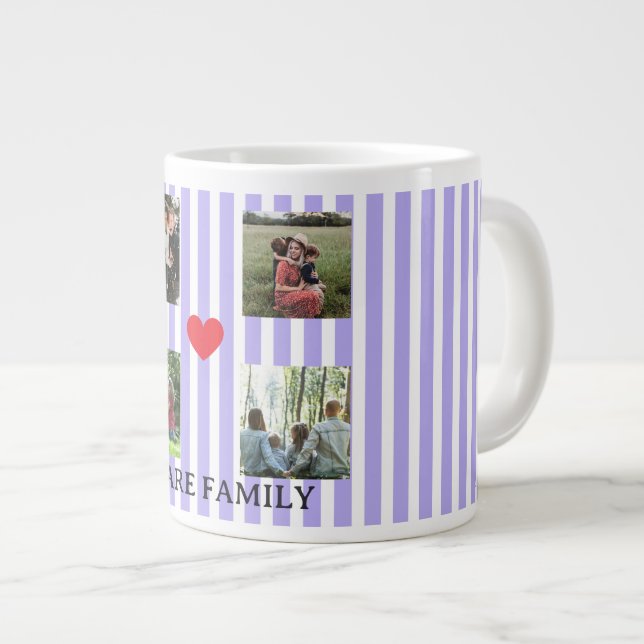Grande Tasse collage familial rayé pastel (Devant droit)