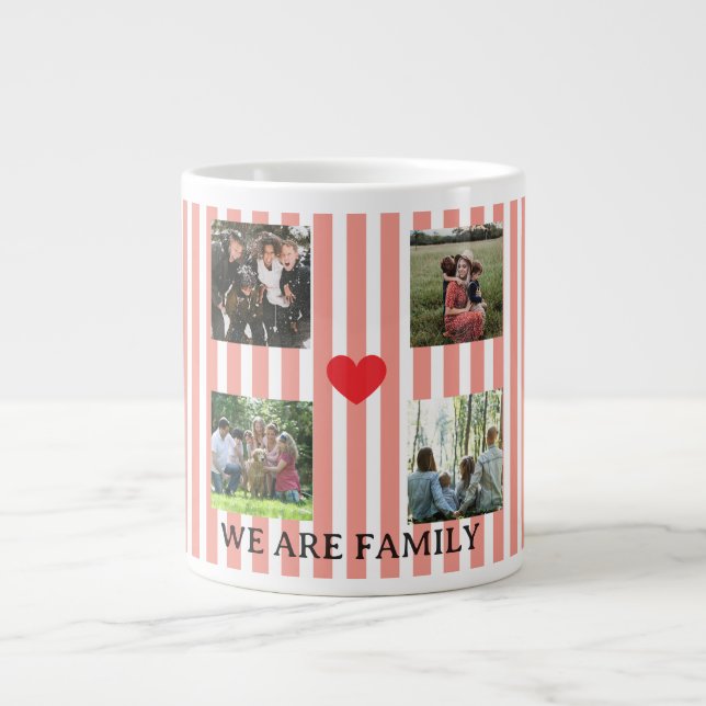 Grande Tasse collage familial rayé pastel (Devant)