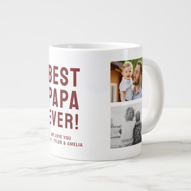 Grande Tasse Collage photo Best Papa Ever 4 (Devant droit)